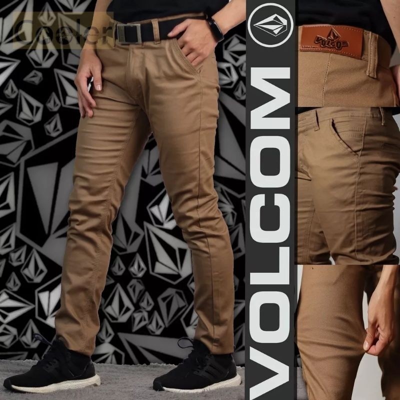 Celana Pria Chino Street Merk VOLCOM 100%Original Bahan Tebal Jahitan 3 Baris Size 29-34 Bisa COD// 