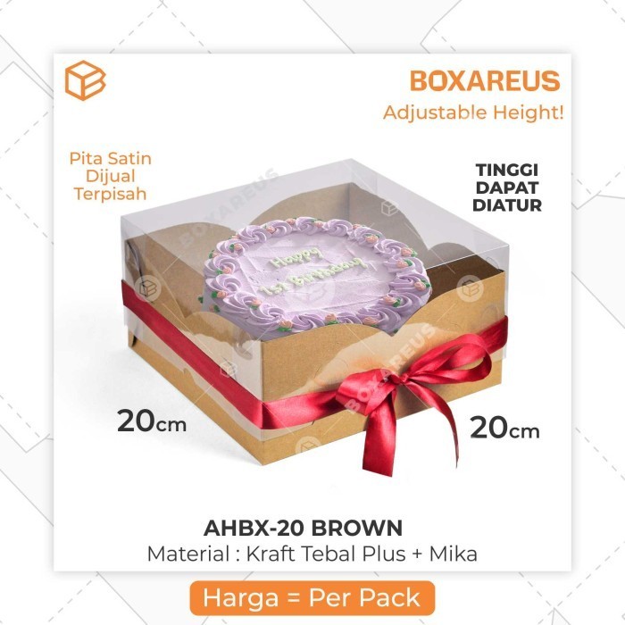 

Cake Box Tinggi Dus Mika Kue Kemasan Kotak Packaging | AHBX 20 - Brown