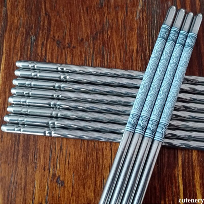 Sumpit stainless / Sumpit makan Korea / Sumpit bermotif / sumpit polos / Sumpit Besi Sumpit Anti Sli