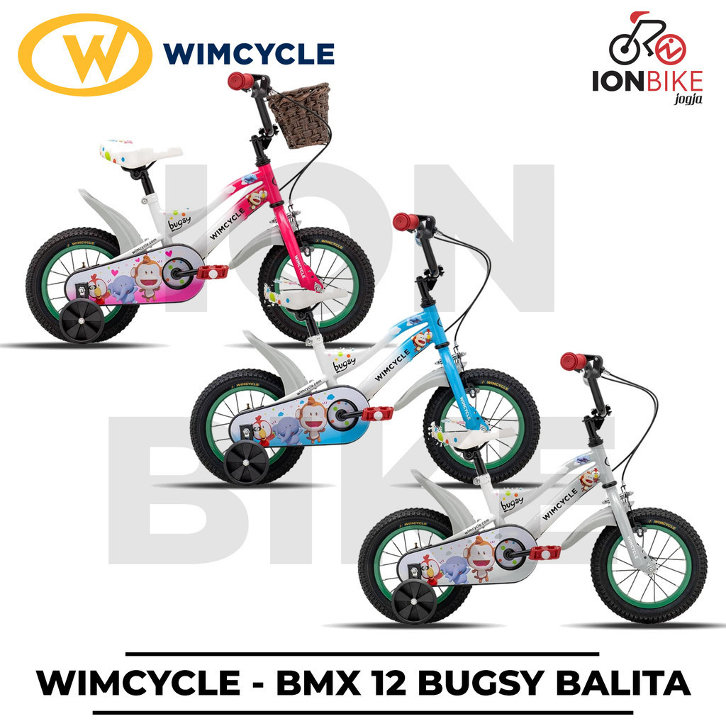 Sepeda BMX 12 Wimcycle BUGSY BALITA Terbaru Anak Kids Bike Wim Cycle Murah Cowok Cewek Laki-Laki Per