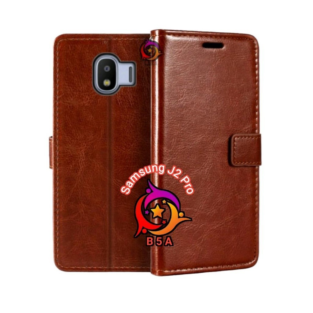 Case SAMSUNG J2 Pro Flip Cover Wallet Leather Casing Dompet Kulit Untuk-SAMSUNG J2pro Slot Card Warn