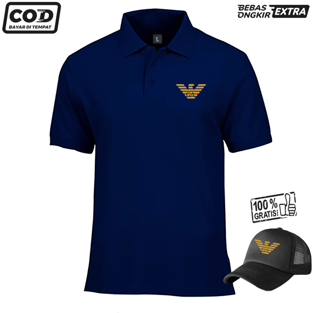 BISA COD GRATIS TOPI DAN ONGKIR TSHIRT POLO KERAH SHIRT POLO KERAH LOGO GA TEXT GOLD KAOS KERAH DIST