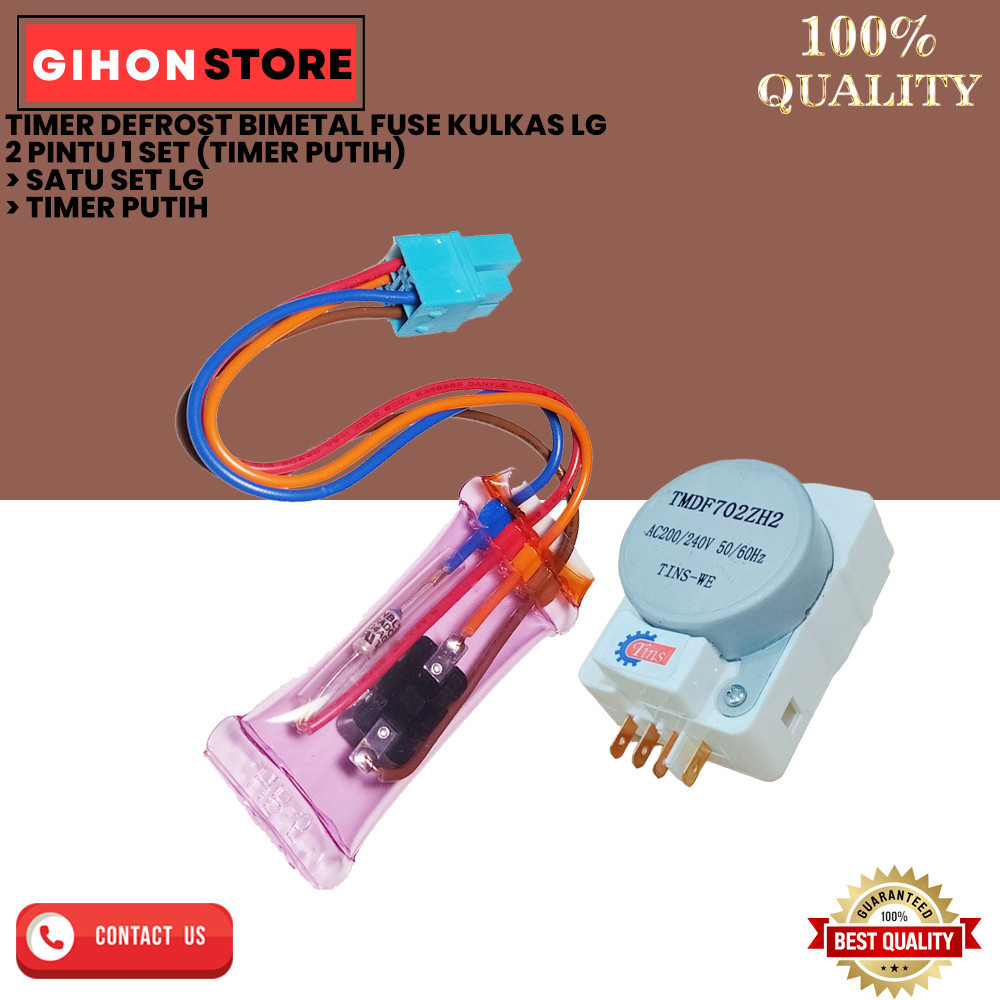 TIMER DEFROST BIMETAL FUSE KULKAS LG 2 PINTU 1 SET (TIMER PUTIH)