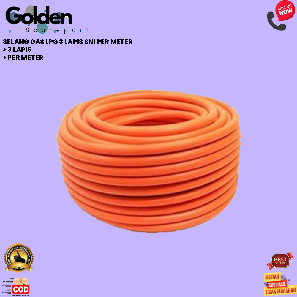 SELANG GAS LPG 3 LAPIS SNI PER METER (GOLDEN)