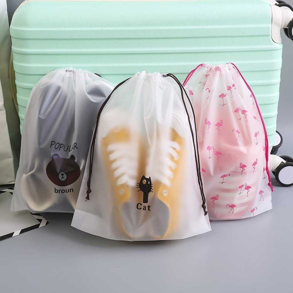 COD Tas Pouch Serut Drawstring Bag Penyimpanan Serbaguna Bahan Plastik PE Waterproof Anti Air Ukuran