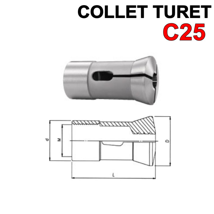 YM27 Collet Turet C25 Collet Turret C25 Collet C25 Collet Chuck Mesin Turet - 25