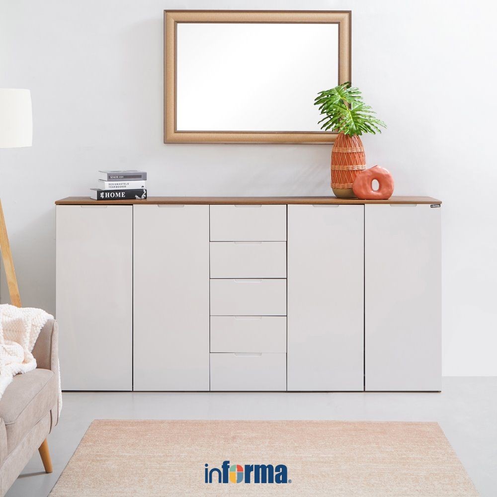 Informa Dallan Kabinet - Cokelat Walnut Lemari Kabinet Serbaguna Cabinet Penyimpanan Indoor Furnitur