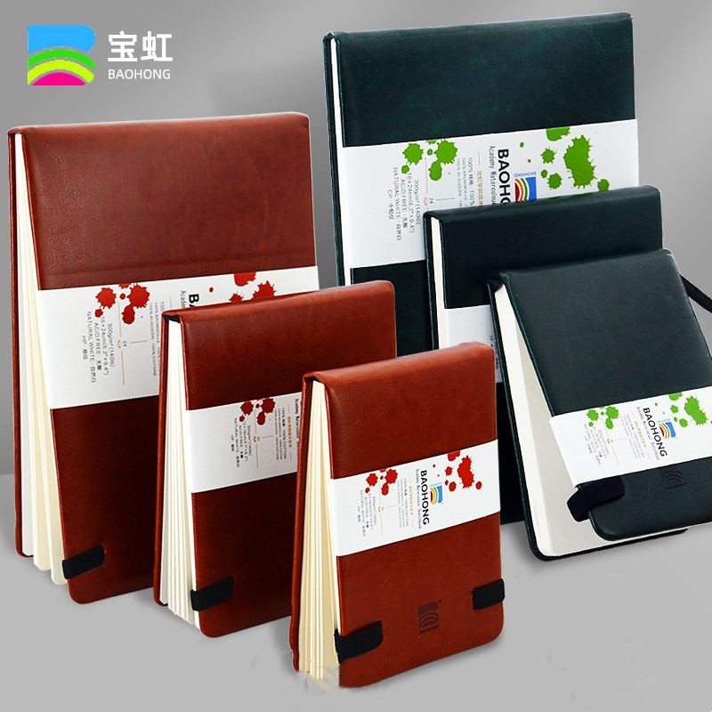 

Baohong 100% Cotton PU Watercolor Paper Book 300g 24sheets Portable Travel Watercolor Sketchbook Acuarelas Art Supplies