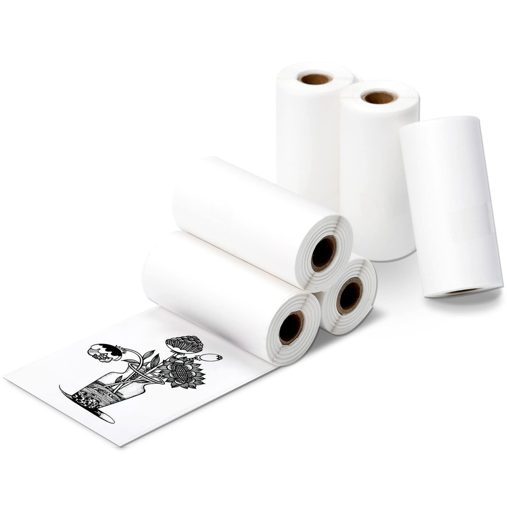 

6 Roll Mini Sticker Printer Photo Paper 57 x 30mm Thermal Printer Paper White Self-Adhesive for PeriPage A6, T02, M02