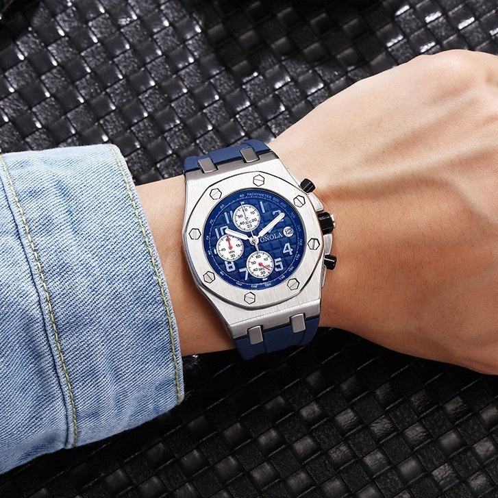 Jam Tangan Kronograf Pria Onola Jam Tangan Kuarsa Fungsi Penuh Tahan Air 6805