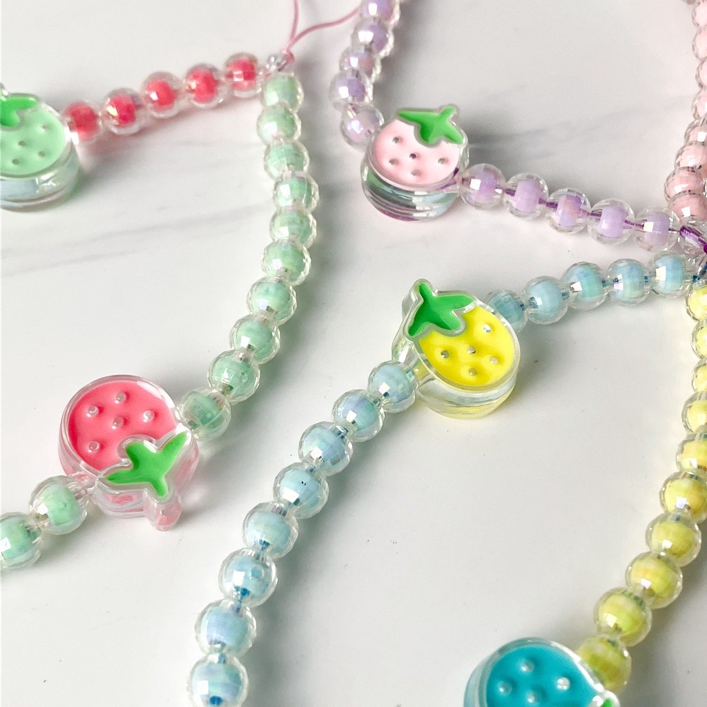 Beads Strap Gantungan Handphone Double Strawberry. (SC) Gantungan HP bracelet gelang / Lanyard HP es