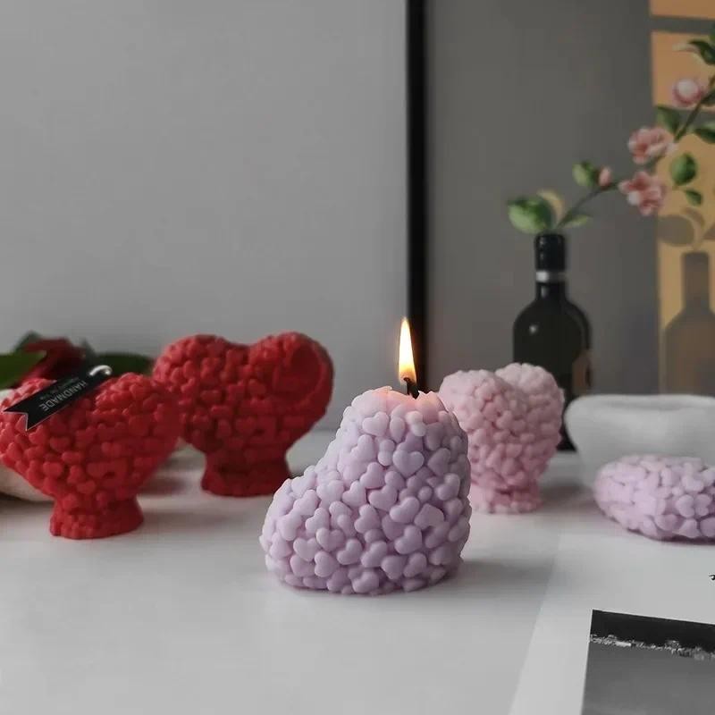 

Valentine's Day Heart Candle Silicone Mold DIY Heart Shape Plaster Resin Mould Handmade Soap Candle Making Supplies