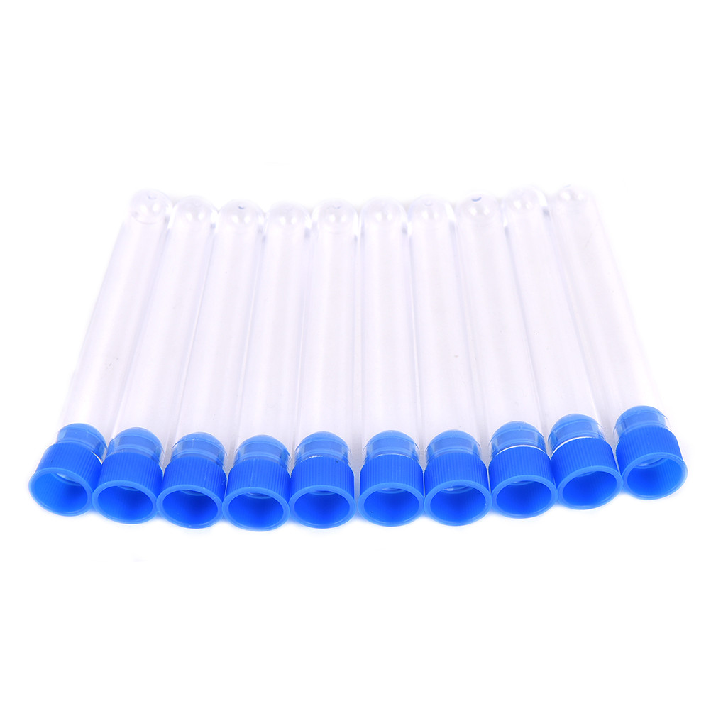 

10Pcs Lightweight Simple Design 15x100mm Clear Plastic Test Tubes Hard Plastic Test Tube With Wing Plug