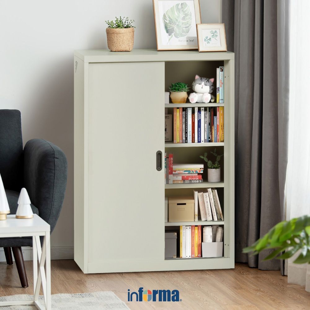Informa Lucia Kabinet 2 Pintu Geser - Krem Beige Lemari Kabinet Serbaguna Cabinet Penyimpanan Indoor