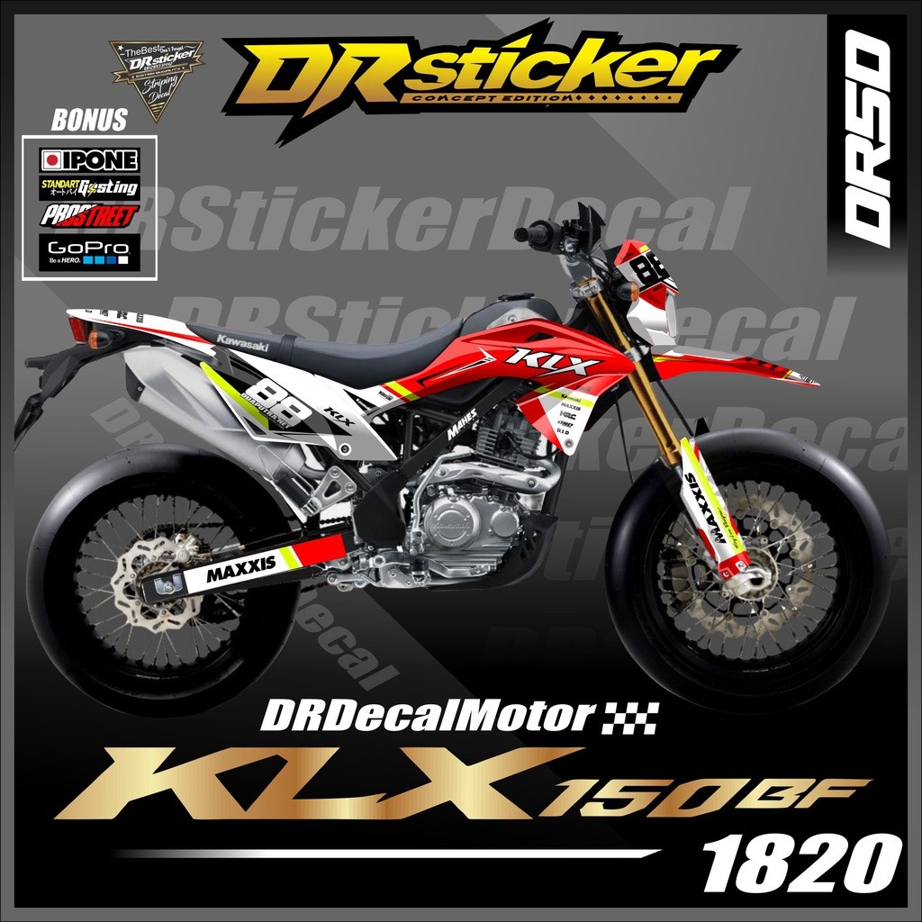 decal motor Klx 150bf Aksesoris motor kawasaki anti luntur skotlet decal fullbody Klx 150 bf