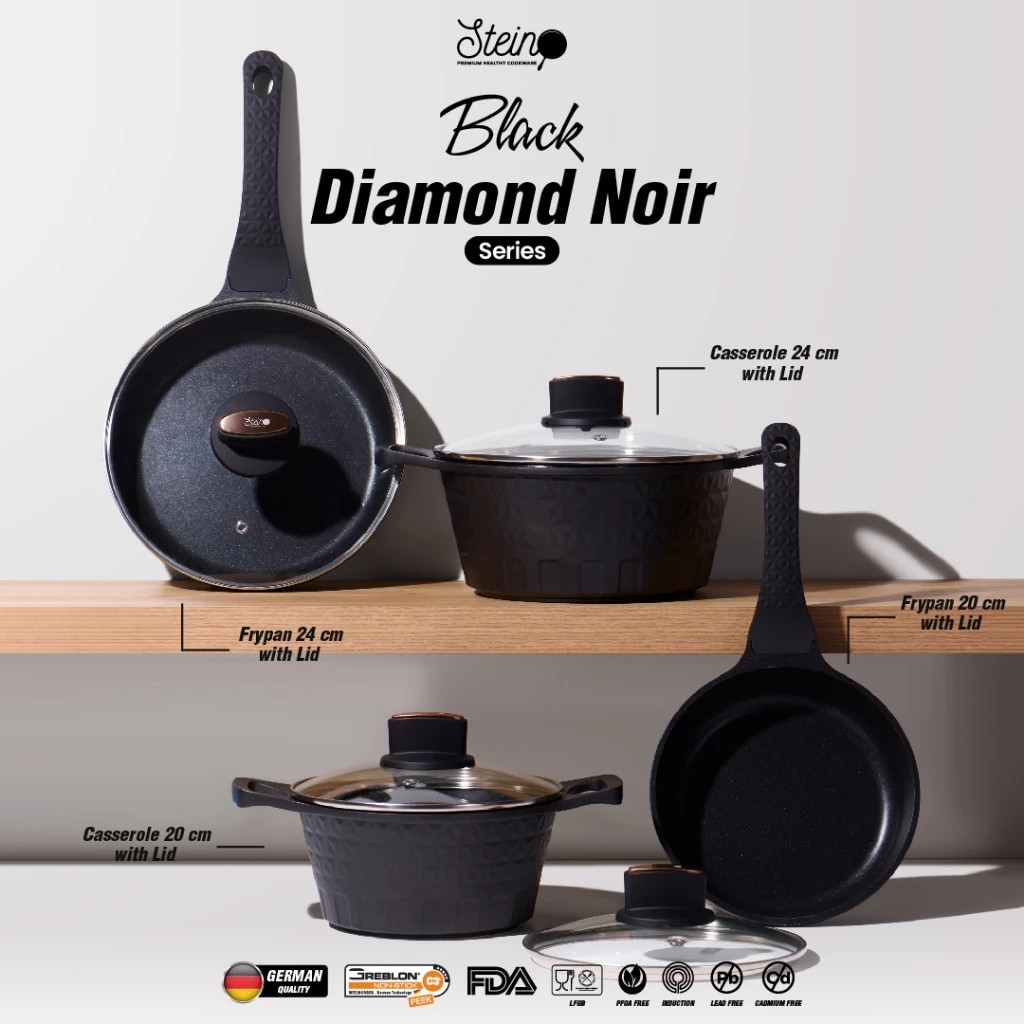 Steincookware Black Diamond Noir 8in1 | Panci Set + Tutup