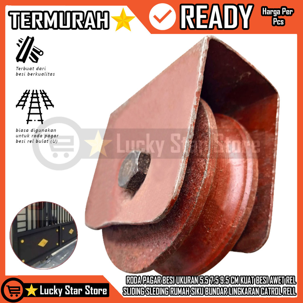 Roda Pagar Besi Rumah Geser Rel Bubut Kerekan Single Bearing Sliding Sleding Bulat Cor Pintu Paret G