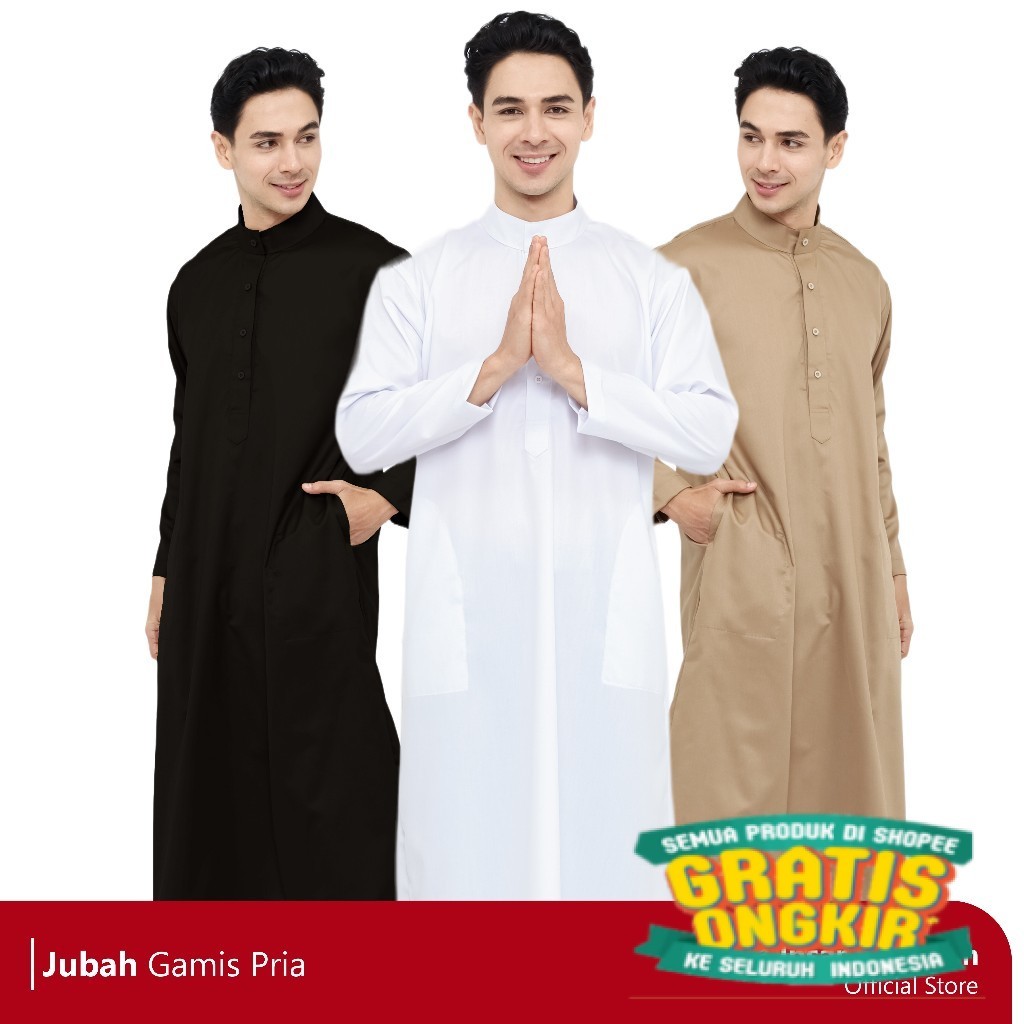 InsanMosleem - Gamis Dewasa Pria Lengan Panjang/ Hijau sage lumut army ijo