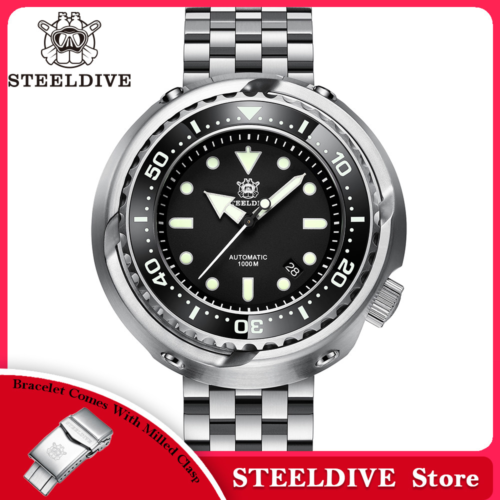Oversize 53.6mm Case 1000m Waterproof C3 Luminoyus NH35 Automatic Big Tuna Mens Dive Watch STEELDIVE