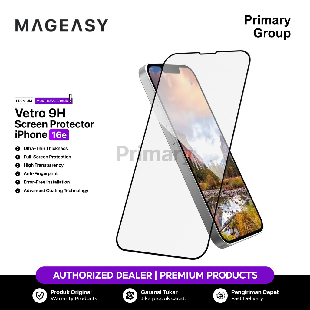 MAGEASY Tempered Glass iPhone 16e Mageaasy Vetro 9H Tempered Glass Protective Film