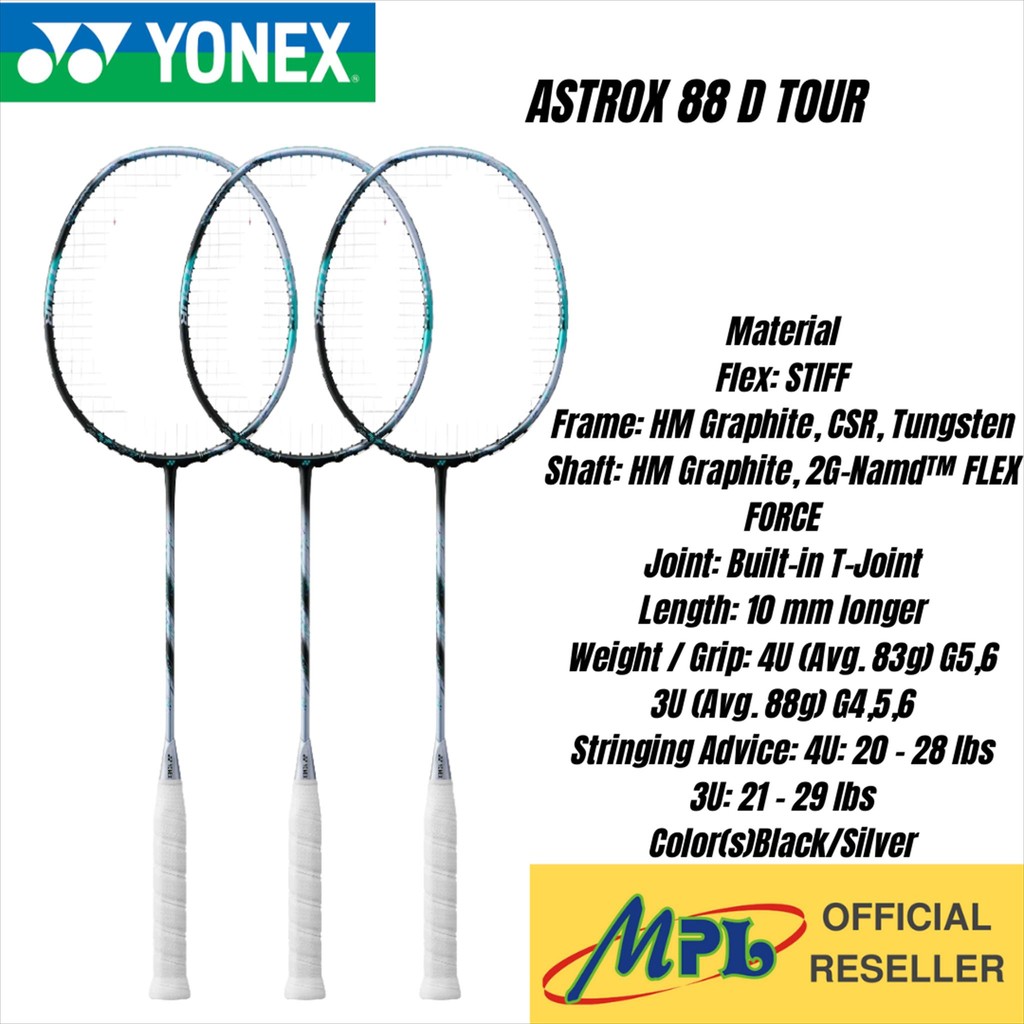 RAKET BADMINTON YONEX ASTROX 88 D TOUR BLACK/SILVER