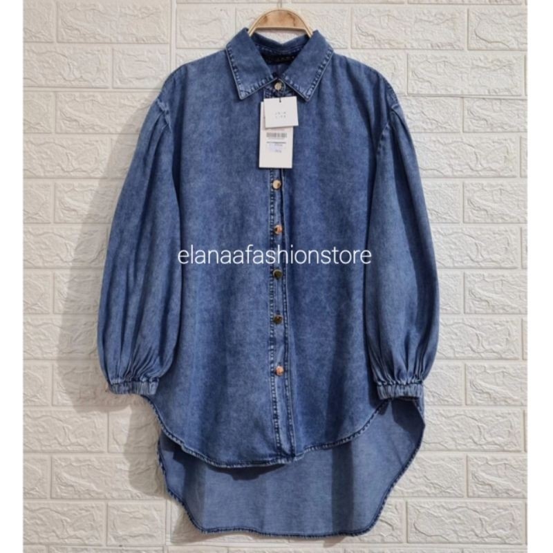 DE43Q KEMEJA JEANS WANITA OVERSIZE TERBARU / ATASAN WANITA JEANS LENGAN KARET