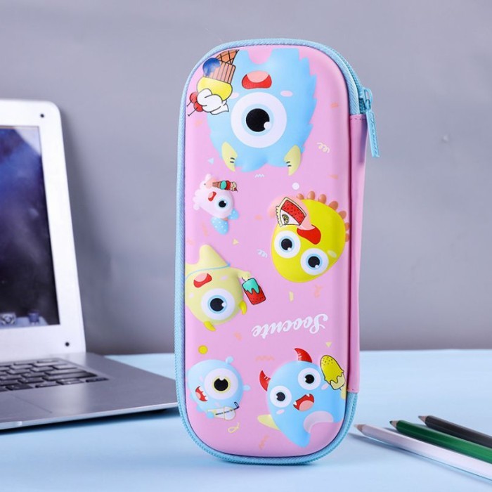 

[New]PROMO Tempat Kotak Pensil 3D Anak Motif Kartun Dino Unicorn - Monster Pink