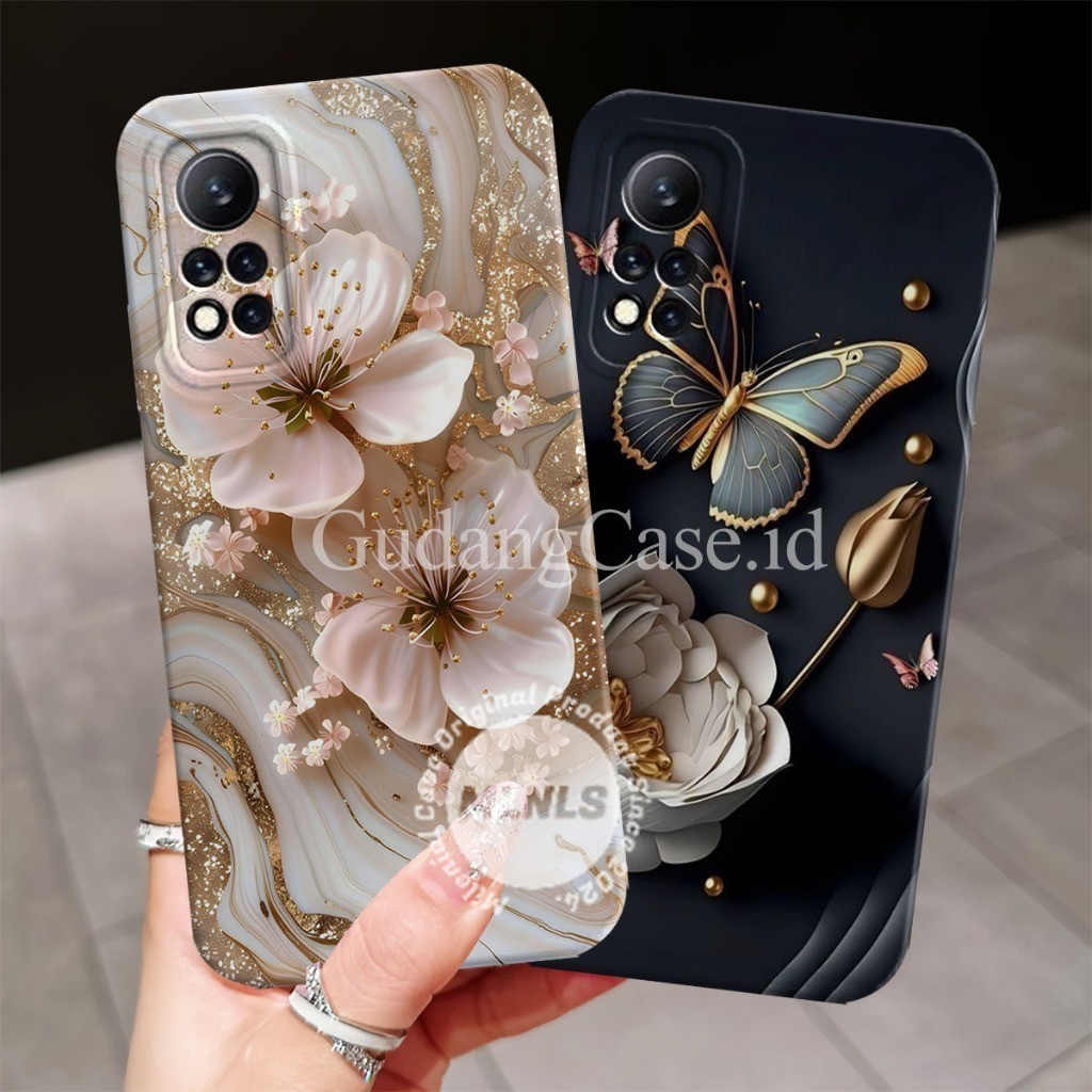 Softcase Hp Infinix Hot 11s Nfc Motif Bunga Kupu-Kupu Case Pelindung Camera Lentur