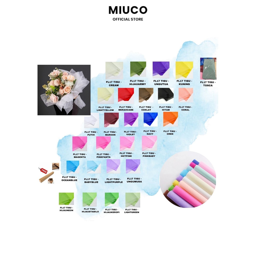 

MIUCO - (5 LEMBAR) - FL17 TISU Kertas Tissue Buket/ Kertas Tissue/ Flower Wrapping Paper