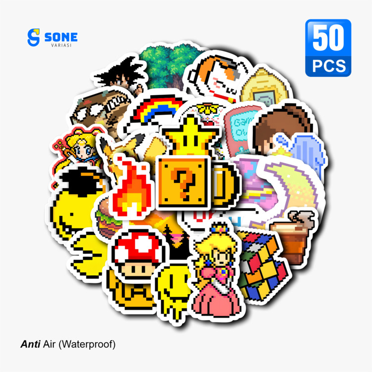 

Sticker Pack Pixel Art Aesthethic Vinyl Waterproof untuk Sticker Buku Journal Casing HP Laptop Tumbler