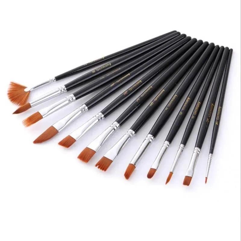 

Art Supplies Nylon Hair Multifunction Brushes Gouache Watercolor Oil Brush Set 12Pcs/set