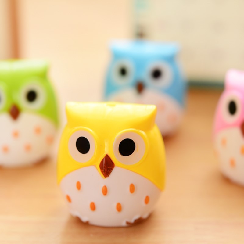 

6pcs/lot New Cute Kawaii Lovely Plastic Owl Pencil Sharpener Creative Stationery Gifts For Kids Korean Stationery