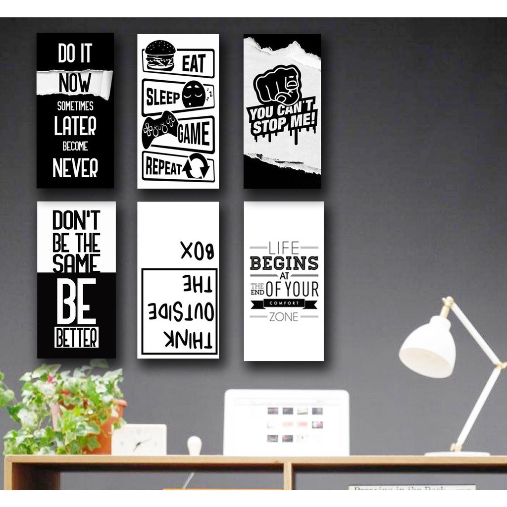 Hiasan Dinding dekorasi rumah hiasan dinding pajangan quotes motivasi motivation black & white game