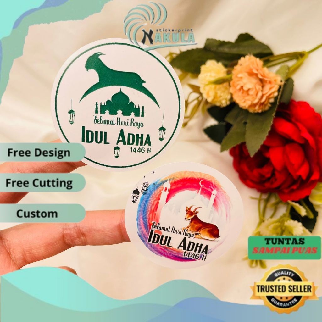 

NKL 2-4 Sticker Hampers Eid Bulat Sticker Selamat Hari Raya Idul Adha Free Desain Custom