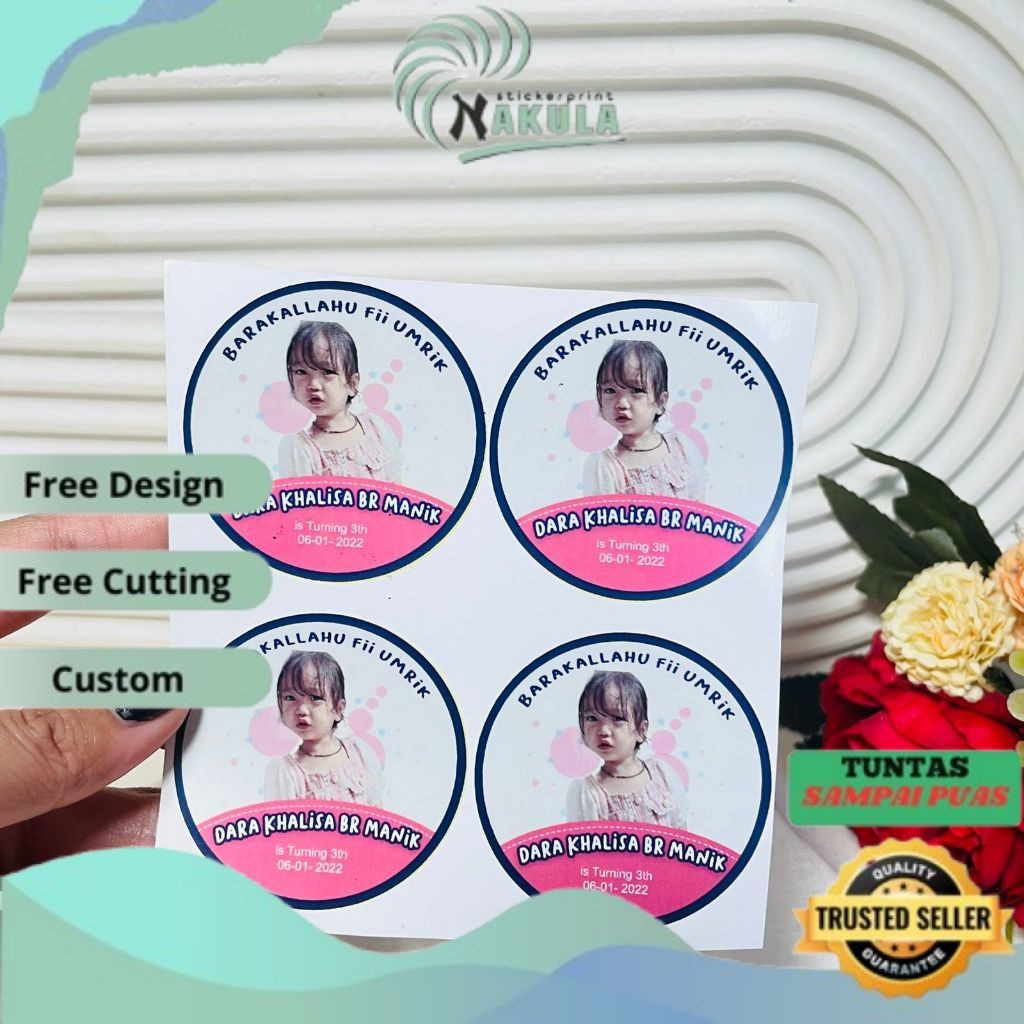 

NKL 5-8 Print Stiker Vinyl Ulang Tahun Anak Sticker Label Undangan Happy Birthday Uk.Sedang