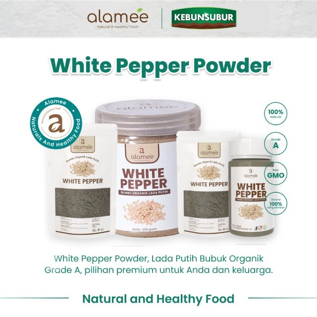 

ALAMEE Lada Putih Bubuk White Pepper Powder Merica Whitepepper Bumbu Dapur Instan Organik Kebunsubur