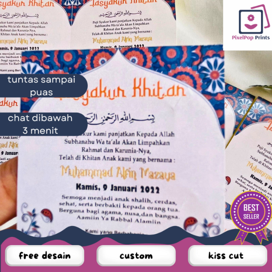 

Opikapip 2-6 STIKER TASYAKURAN KHITAN / SYUKURAN KHITAN / WALIMATUL KHITAN STICKER BAHAN CHROMO