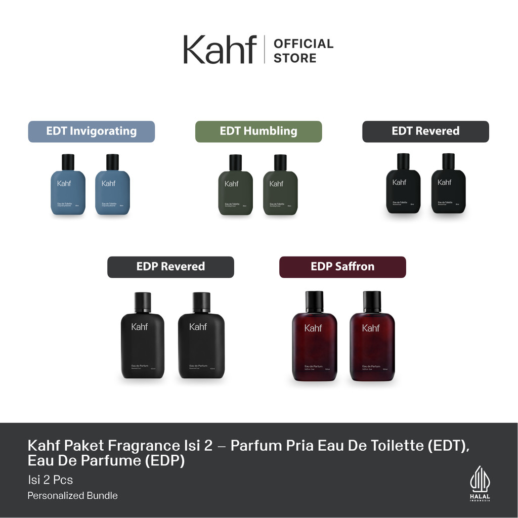 Kahf Paket Fragrance Personalized isi 2 - Parfum Pria Wangi Tahan Lama Eau de Toilette (EDT), Eau de