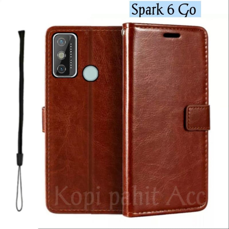 Casing Untuk Hp Tecno Spark 6 Go KE5j KE5k Flip Cover Wallet Sarung Hp Case Dompet Sarung Kulit