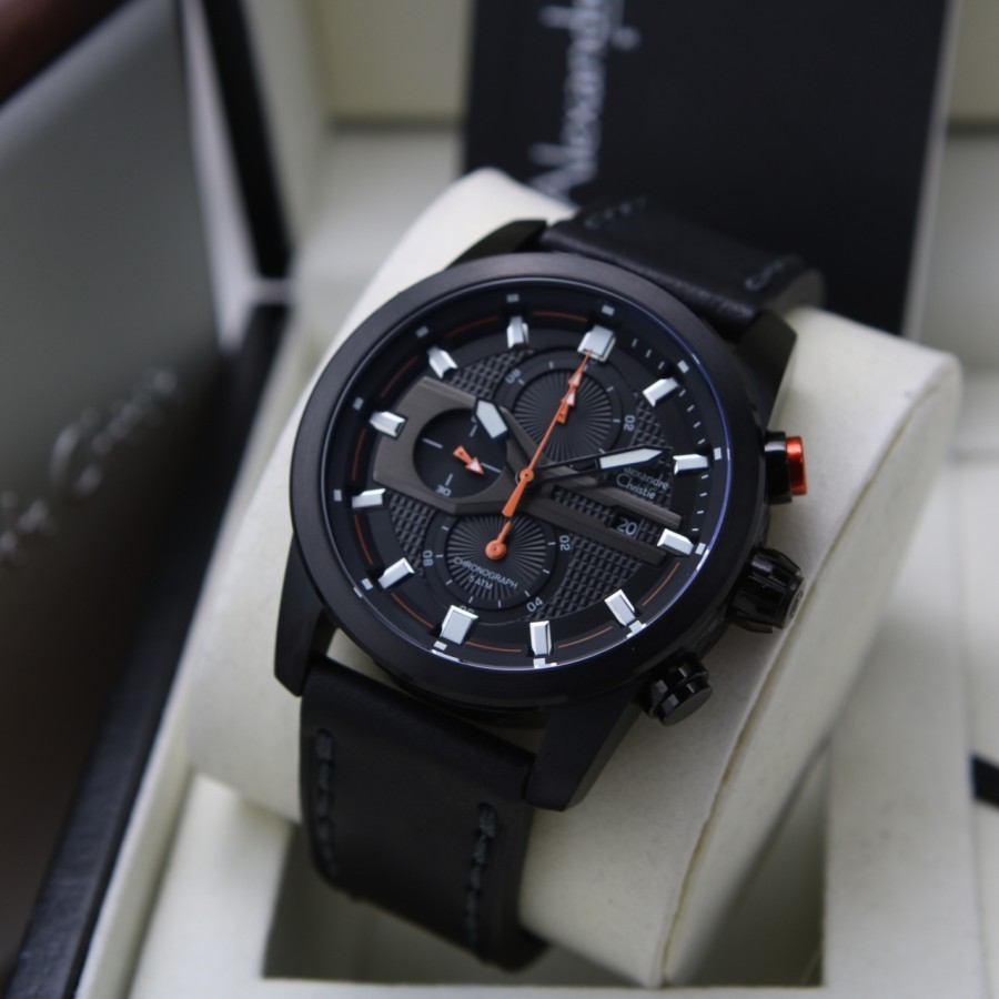 ORIGINAL Jam Tangan Pria Alexandre Christie AC 6559 / AC6559 / 6562 Garansi 1 Tahun - Tali Kulit