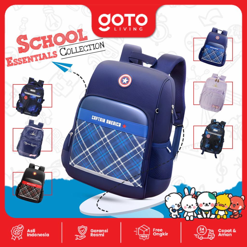 Goto Unito X Disney Marvel Tas Sekolah Backpack Ransel Anak Bag Besar