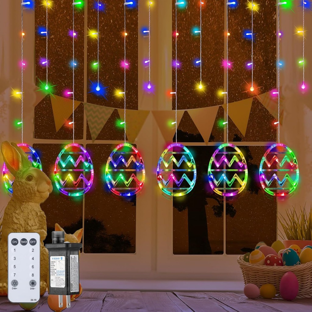 Lampu Tirai Telur Paskah Paskah Baru LED Lintas Batas Lampu Gantung Lampu Kelinci Dekorasi Telur Ber