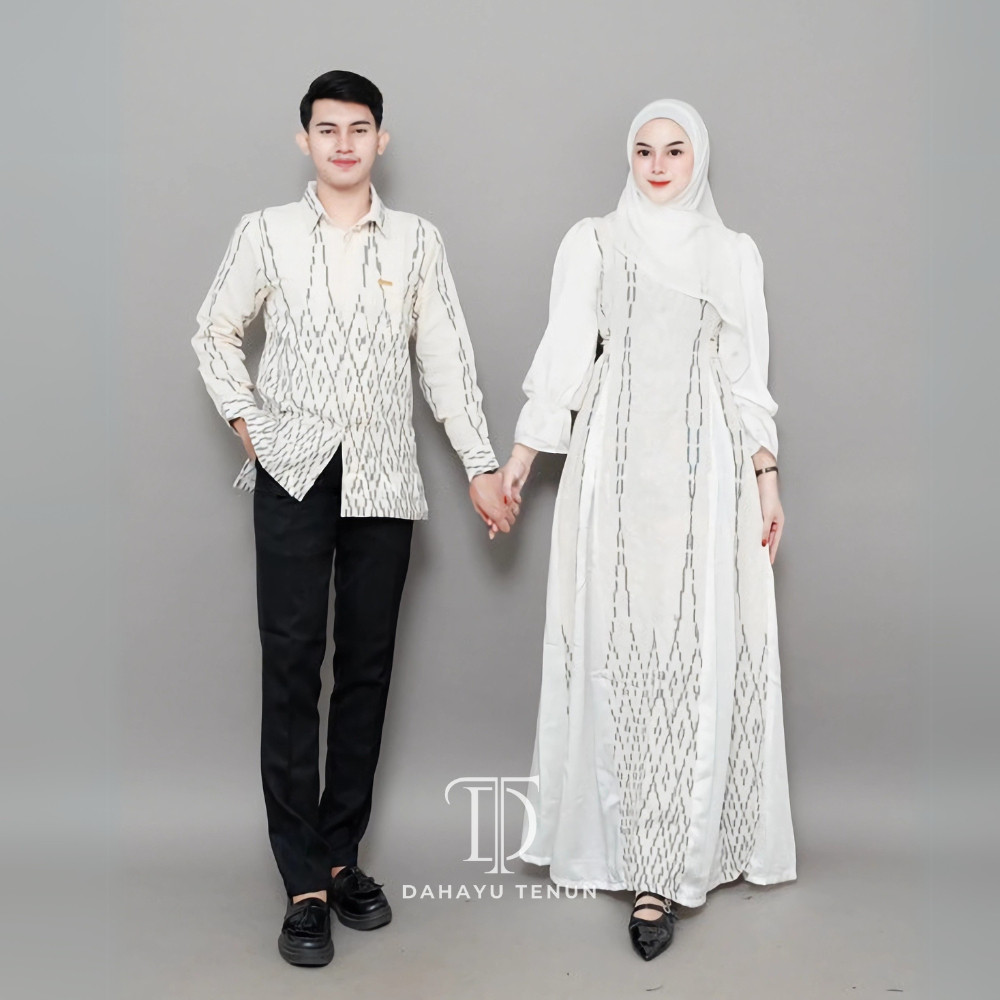 Dahayu | Set Baju Tenun Putih Couple Pasangan Kondangan Lebaran Kekinian Terbaru MURAH