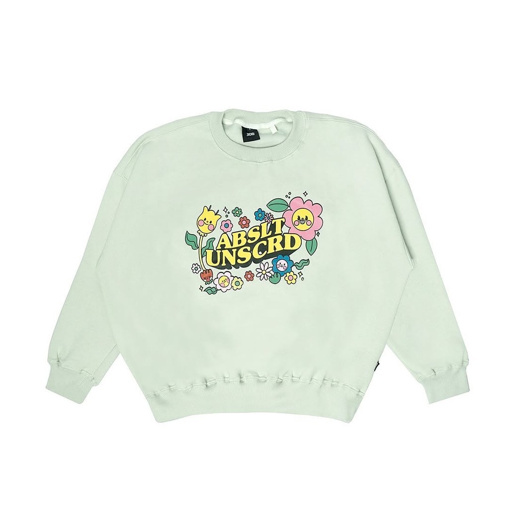 308 Absltunscrd - CREWNECK WOMAN ABSLT HAPPY FLOWER - MINT GREEN