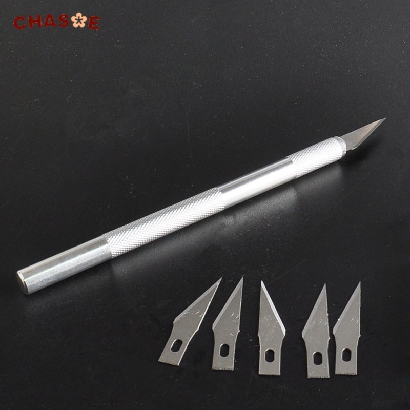 

Pisau Utilitas Ukiran Seni Pisau Pensil Presisi Kerajinan Ukiran DIY Pisau Pensil Logam Aluminium Set Pisau Tajam 5 Bagian