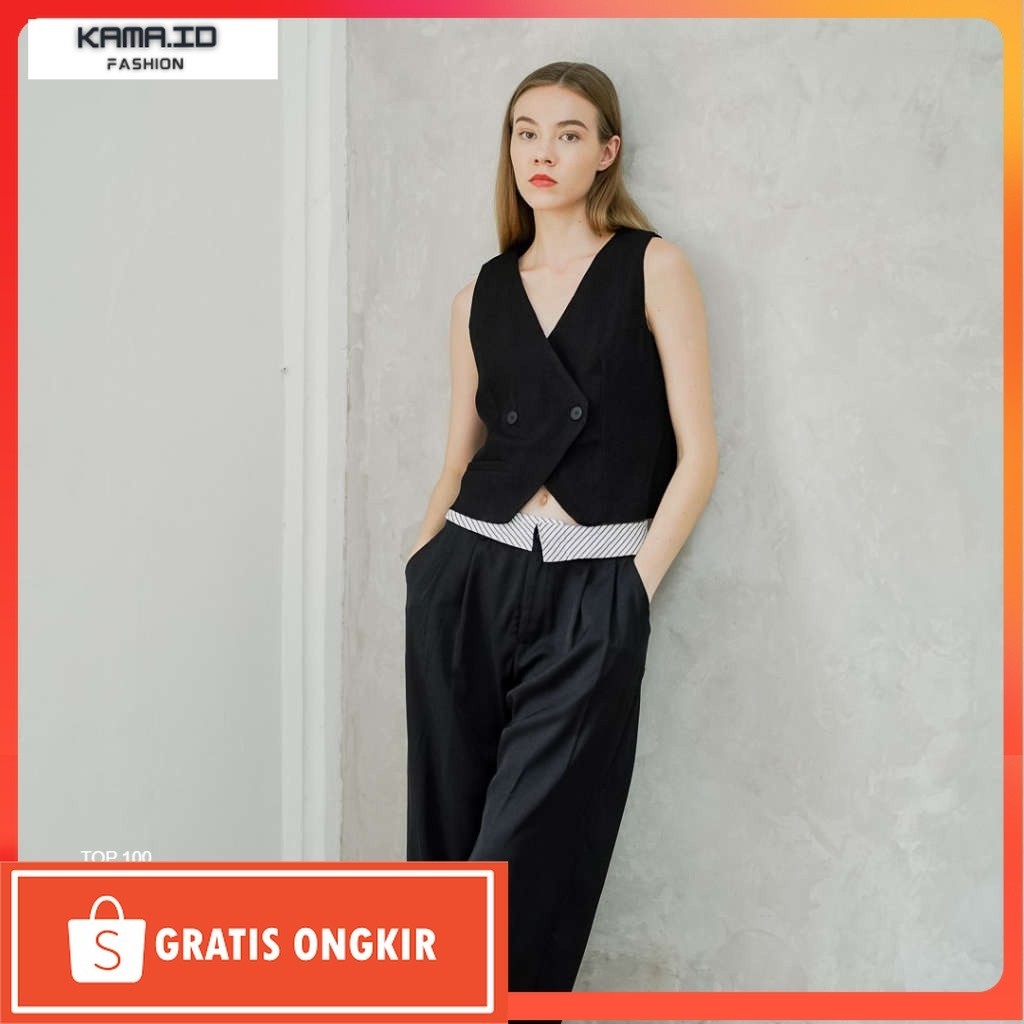 OuterWear / This Is April Outer Wanita Palomi Cropped Black Vest – 186965