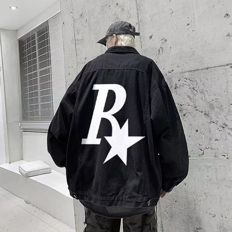 New denim jacket loose R-star couple printed jacket top
