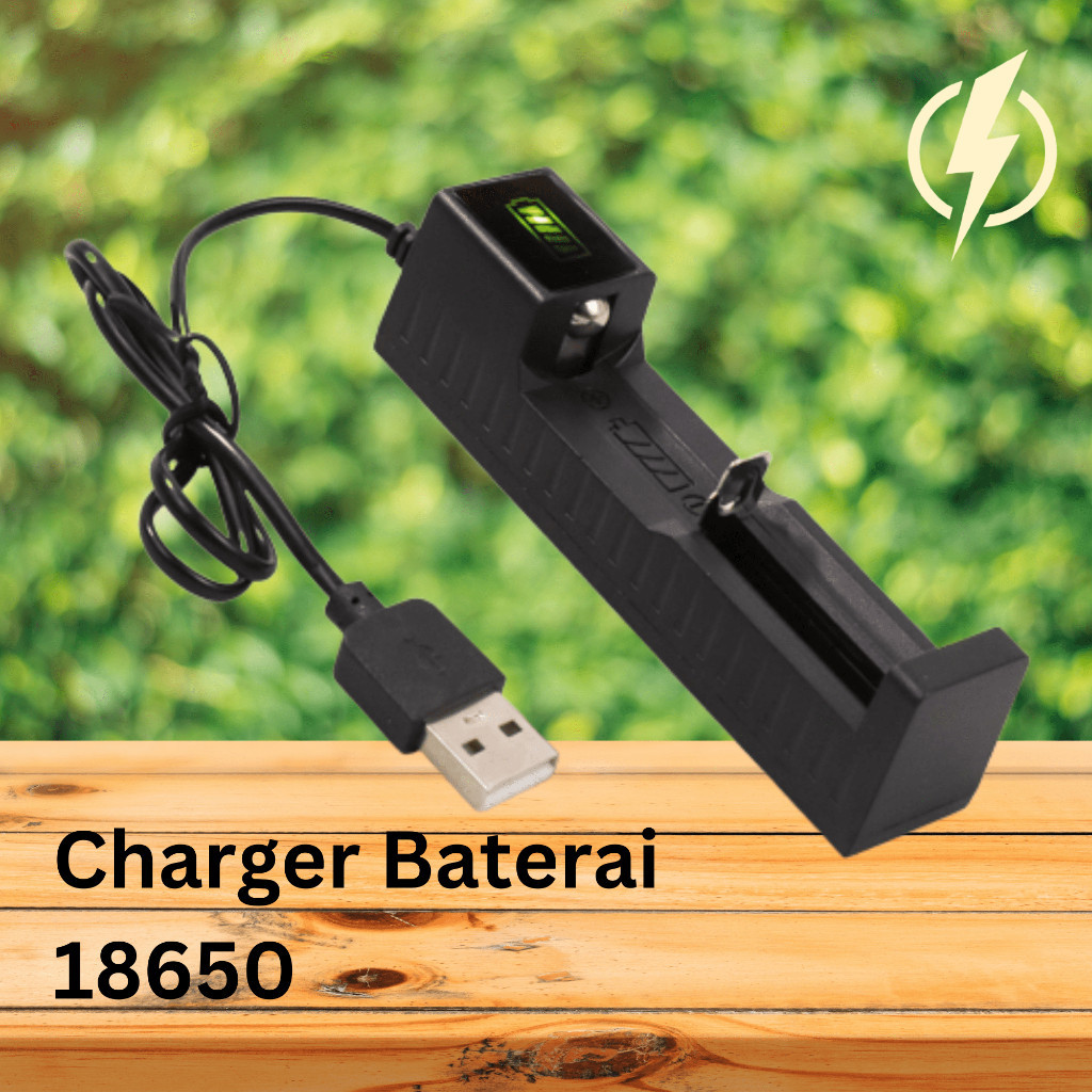 Charger Baterai 18650 Single Slot Batre Spring Fast Charging