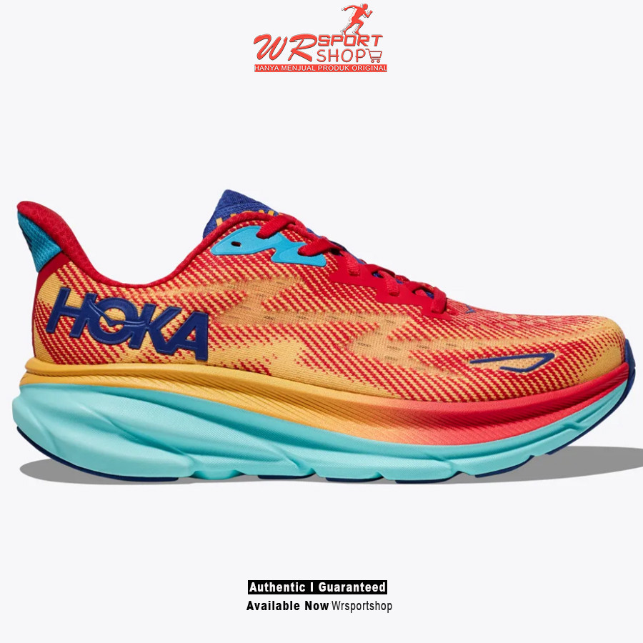 Sepatu Lari Pria Hoka Clifton 9 Wide Cerise Cloudless ORIGINAL
