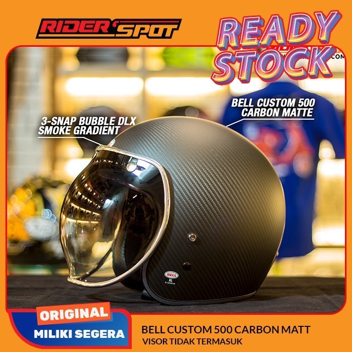 BIGG PROMO FLASH SALE Helm Motor BELL Custom 500 Carbon Matt Black Classic Helmet Original